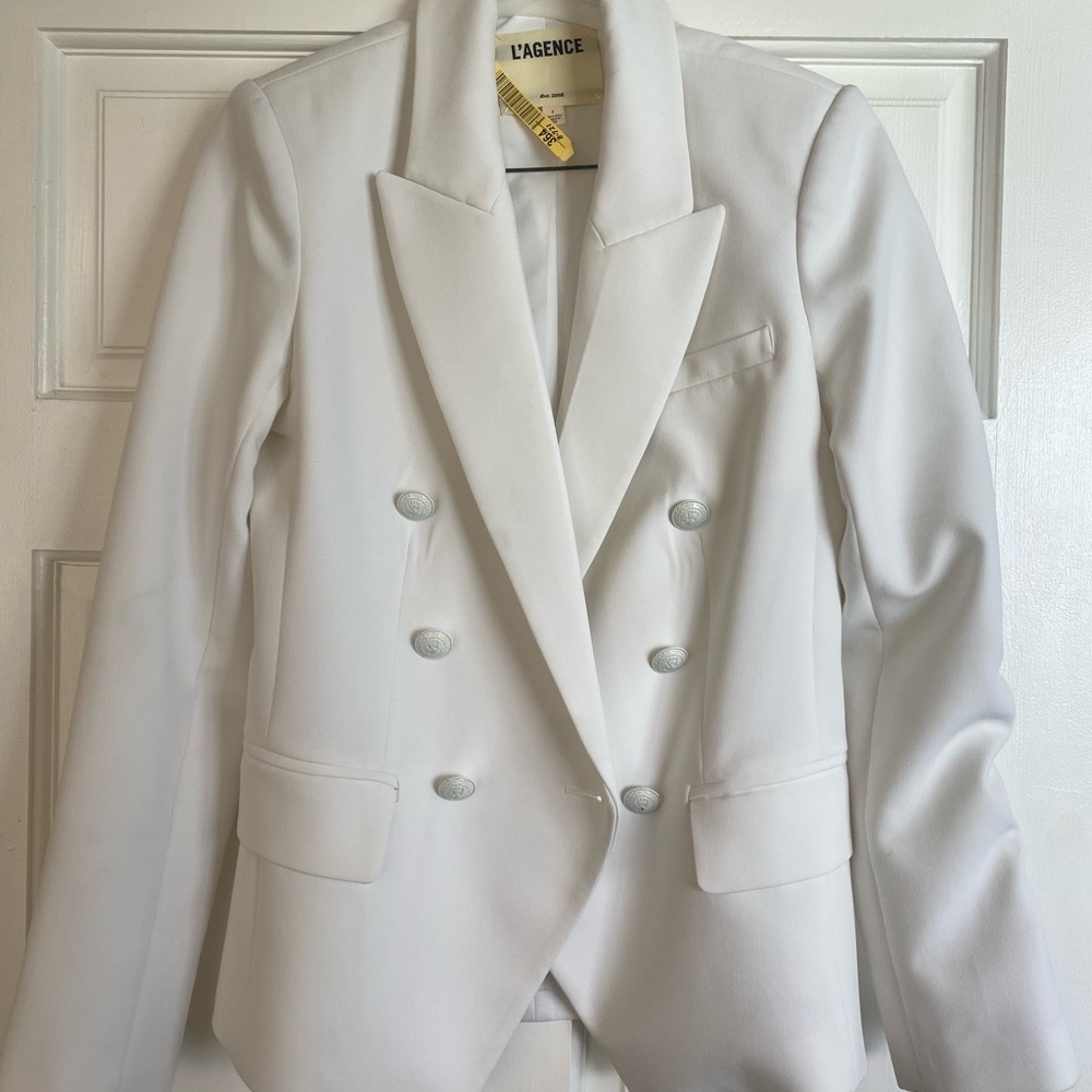 L’Agence Kenzie Double Breasted Blazer White Women’s Size 2